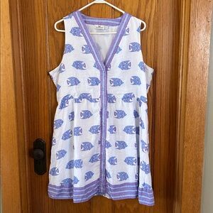 Vineyard Vines Tang Fish Dress Size XL - 100% Linen